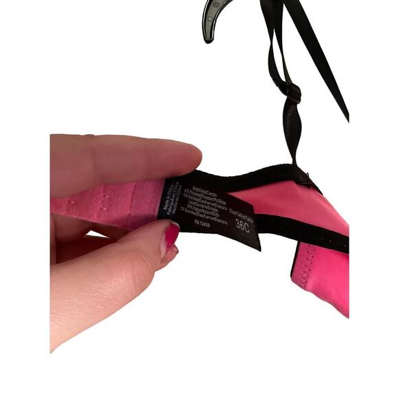 Pink Lace Push Up Bra B22311 Underwired Floral Lace Black Pink Womens Size 36C - Picture 3 of 3